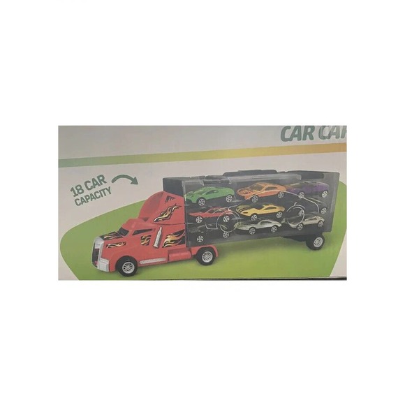 New Play Right 12 Piece Car Carrier Truck Built In Ramp & 9 Cars Ages 4+ - Picture 6 of 10